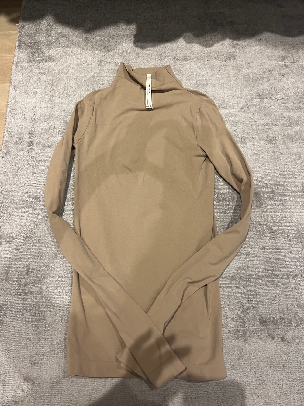 Aritzia Slim Fit Long Sleeve Turtleneck Top in Tan